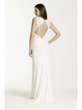 NWT DB Studio Ivory Jersey Sheath Dress with Illusion Waist & Back Bridal Size 4